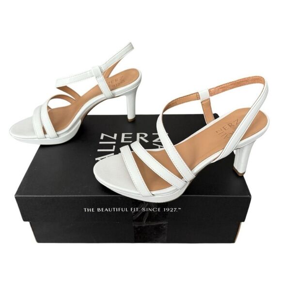 Naturalizer Brenta Women's White Strappy High Heels White Smooth Size 6 Wide - Picture 4 of 9